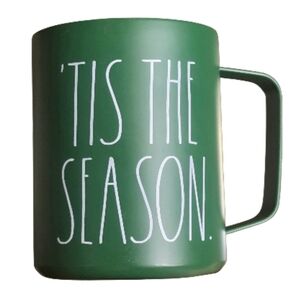 Rae Dunn  ' Tis The Season Coffee Cocoa Mug 12 oz BPA Free. Hunter Forest Green‎